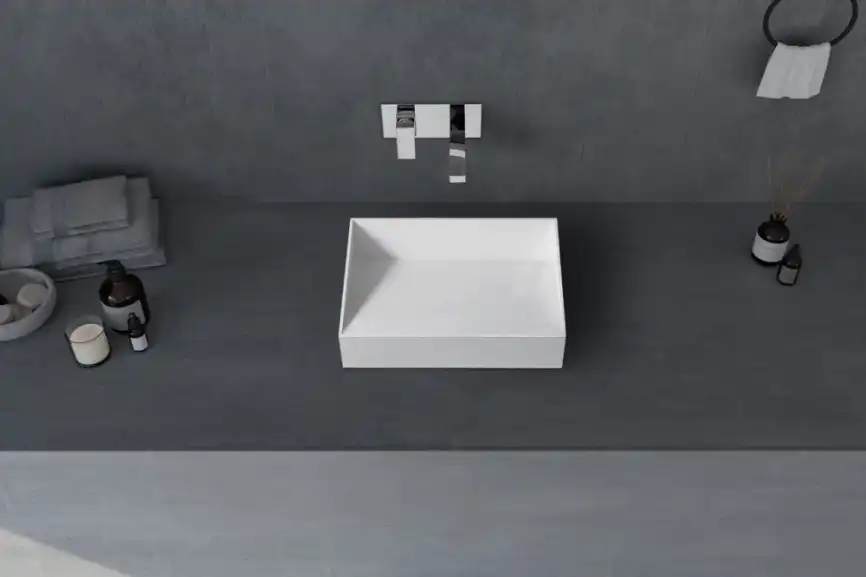 Раковина накладная ABBER STEIN 60х35х12 AS2623, прямоугольная, белая матовая фото 2