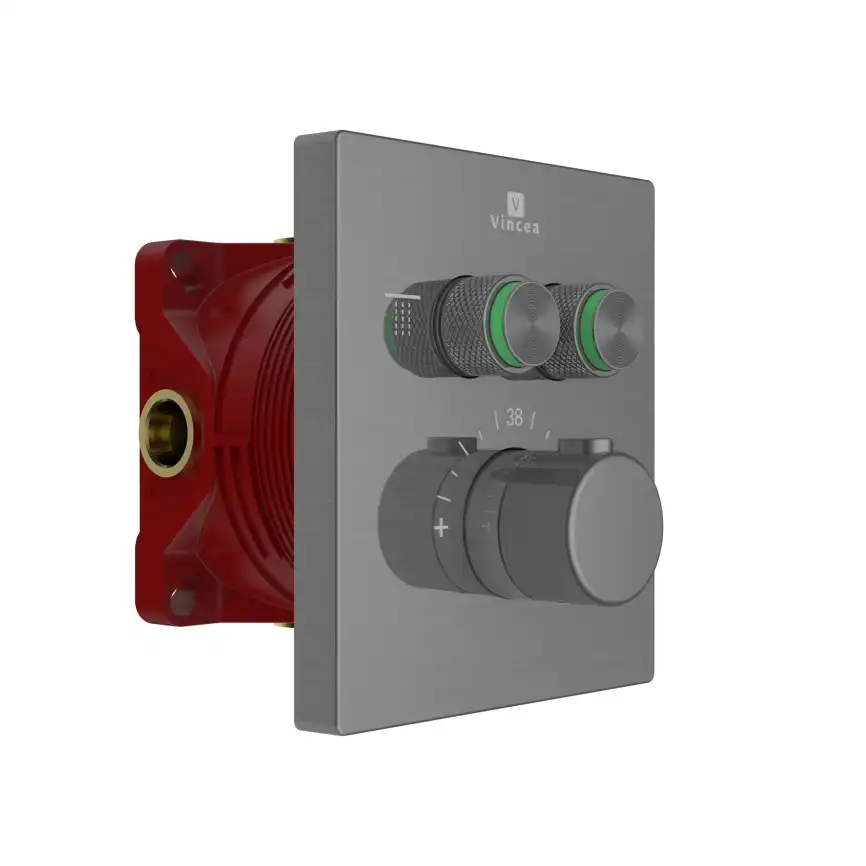 Смеситель для душа Vincea VSCV-321T-MGM встраиваемый  двухфункциональный, термостатический, вороненая сталь фото 1