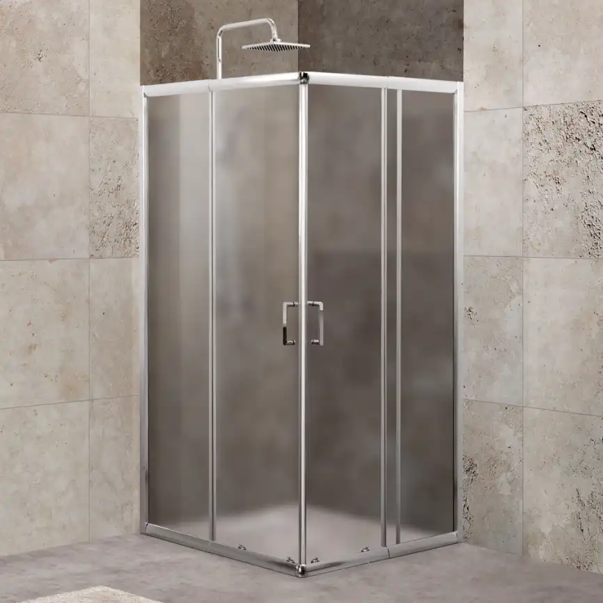 Душевой уголок BelBagno UNIQUE-A-2-85/100-P-Cr профиль Хром стекло Рифленное фото 1