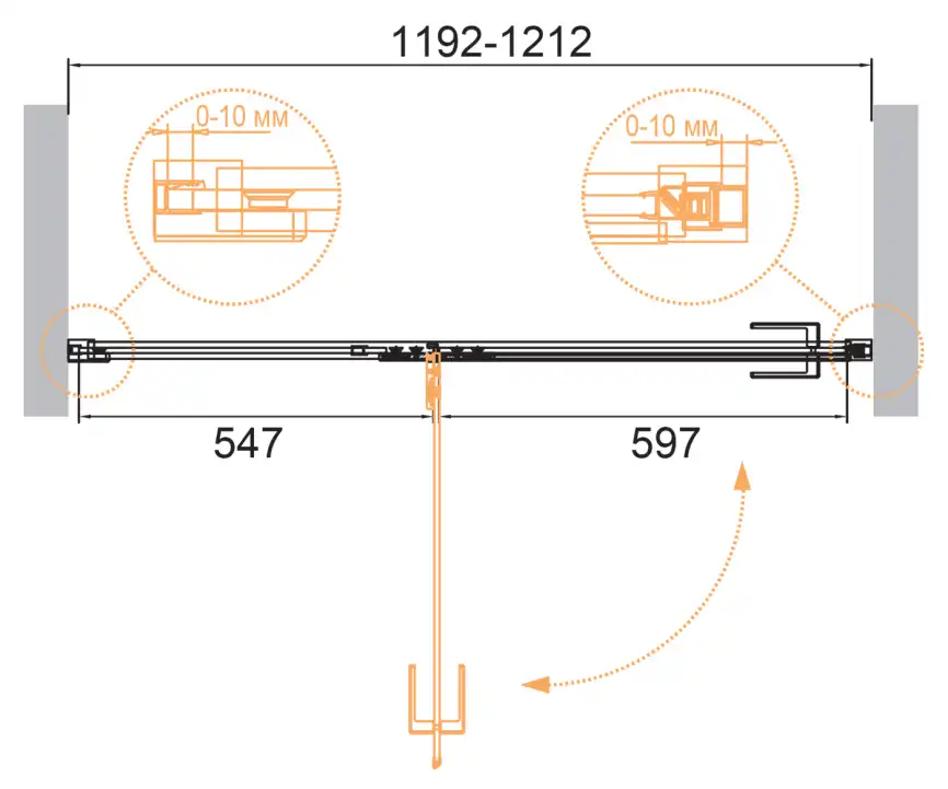 Душевая дверь Cezares BELLAGIO 120 см, BELLAGIO-B-12-120-C-NERO, профиль Черный, стекло Прозрачное фото 2