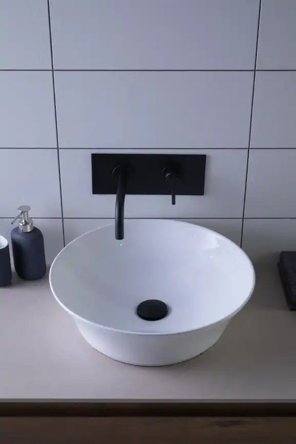 Раковина накладная Aquanet SMART-1 42х42х12,5 круглая, Белая глянцевая фото 9