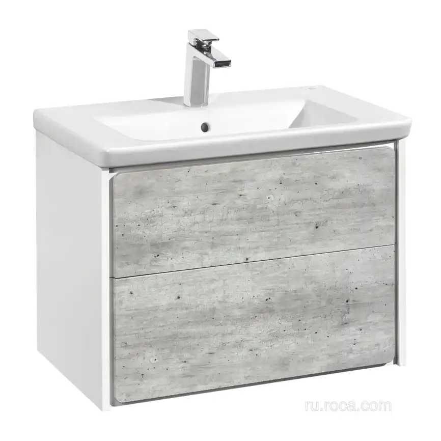 Тумбы под раковину Roca Ronda 70 ZRU9303003 подвесная, цвет, Белый матовый / Бетон фото 1
