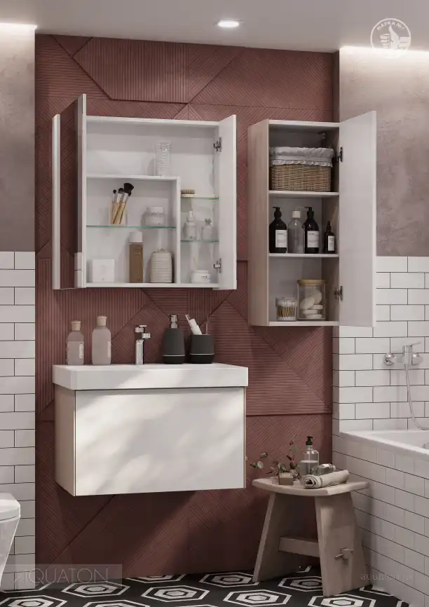 Тумба под раковину Aquaton Асти 55 1A263101AXD70 подвесная цвет, белый глянец / ясень шимо фото 9