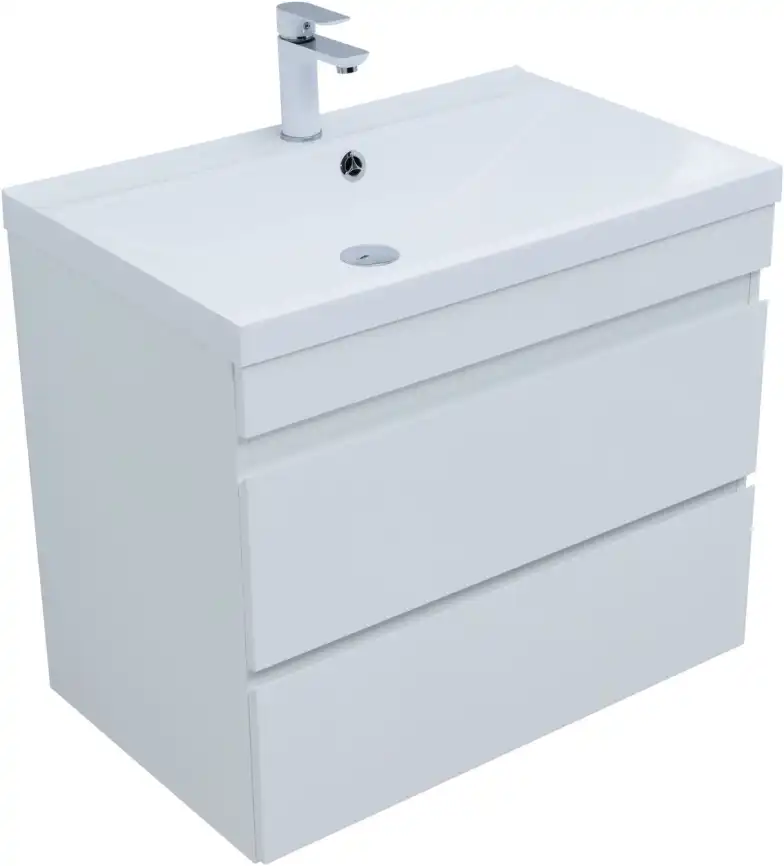 Тумба под раковину Aquanet Нота New 75 2 ящика, белый глянец 335418 фото 5