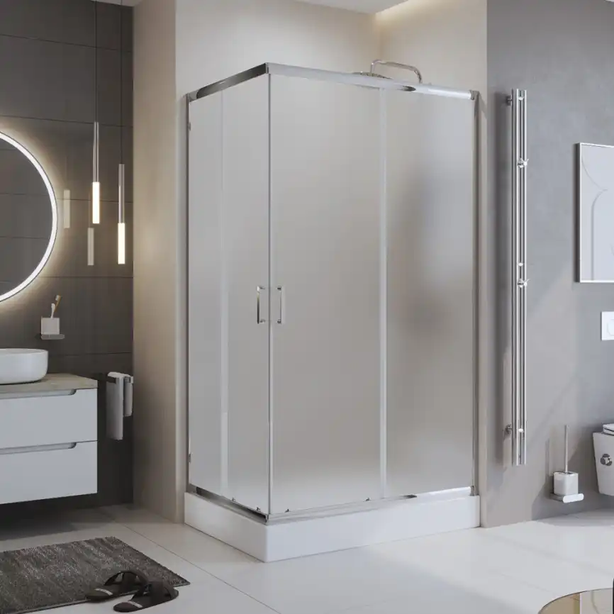 Душевой уголок BelBagno UNO-195-AH-2-100/90-P-Cr профиль Хром стекло Рифленное фото 1