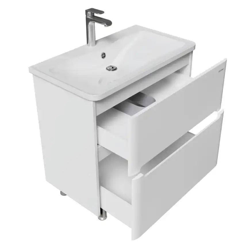 Тумба под раковину Grossman Адель-Норма 80 напольная, белая глянцевая (108023) фото 5