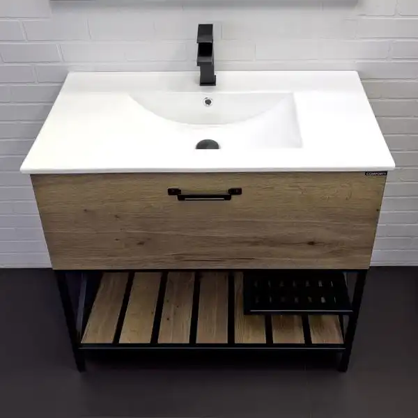 Тумба с умывальником Comforty Бредфорд 90 Дуб темный, 00-00009403 фото 3