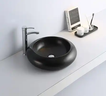 Раковина накладная CeramaLux 460х460х120 7031AMB, цвет Черный фото 2