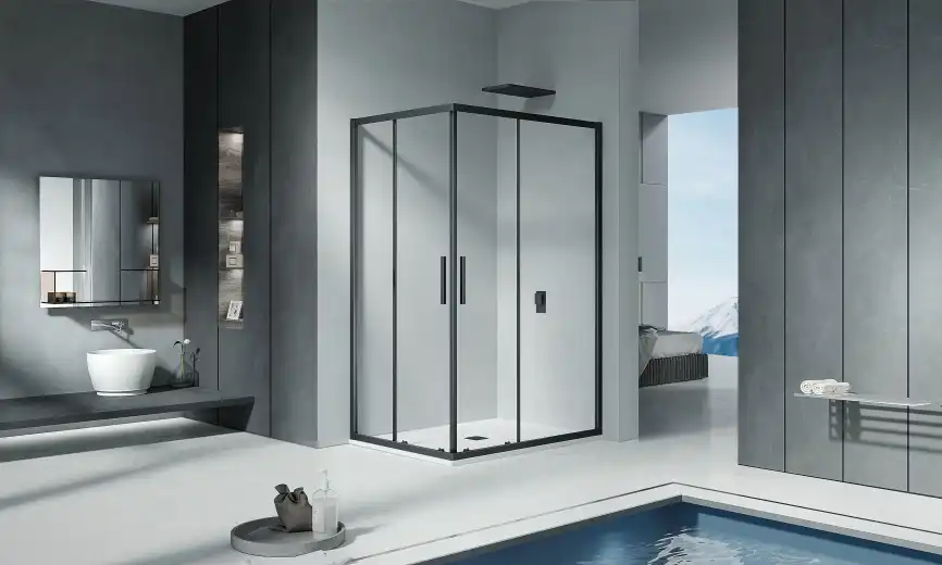 Душевой уголок Good Door COFE CR-120-80-C-B профиль Черный стекло прозрачное фото 1