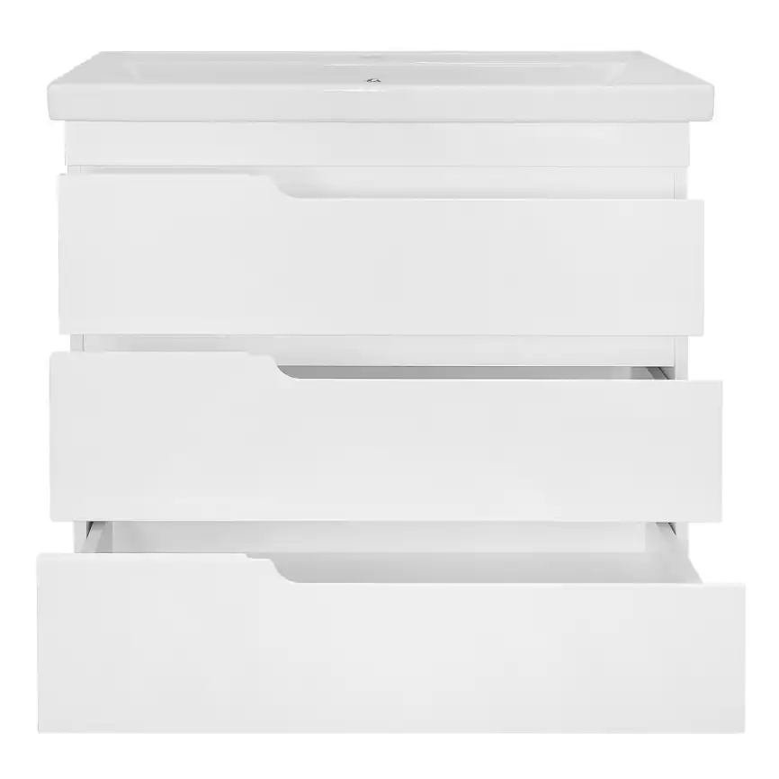 Тумба с раковиной Azario KANTRI 80/3Н CS00097257, напольная с раковиной Фостер 80, белая фото 4