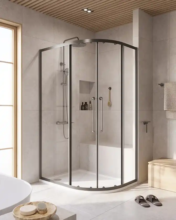 Душевой уголок CEZARES RELAX-304-RH-2-120/90-C-GM прозрачное стекло, профиль Оружейная сталь фото 1