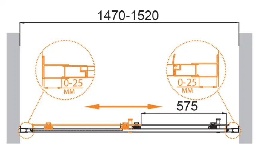 Душевая дверь Cezares MOLVENO 150 см, MOLVENO-BF-1-150-C-Cr-IV, профиль Хром, стекло Прозрачное фото 2