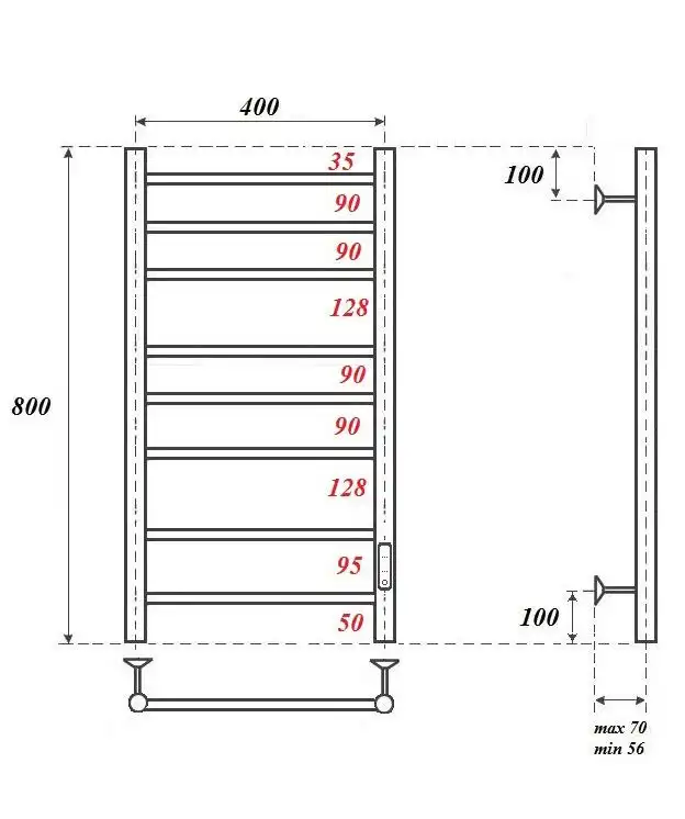 Полотенцесушитель электрический Aquanet Mauro 80х40 золото матовый фото 2