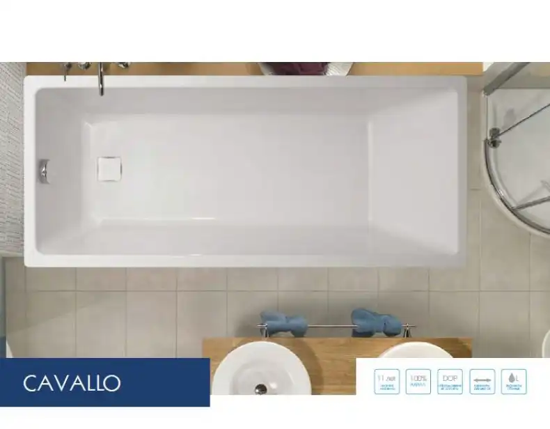 Акриловая ванна Vagnerplast CAVALLO 170х75 VPBA170CAV2X-04 прямоугольная, Белая фото 2
