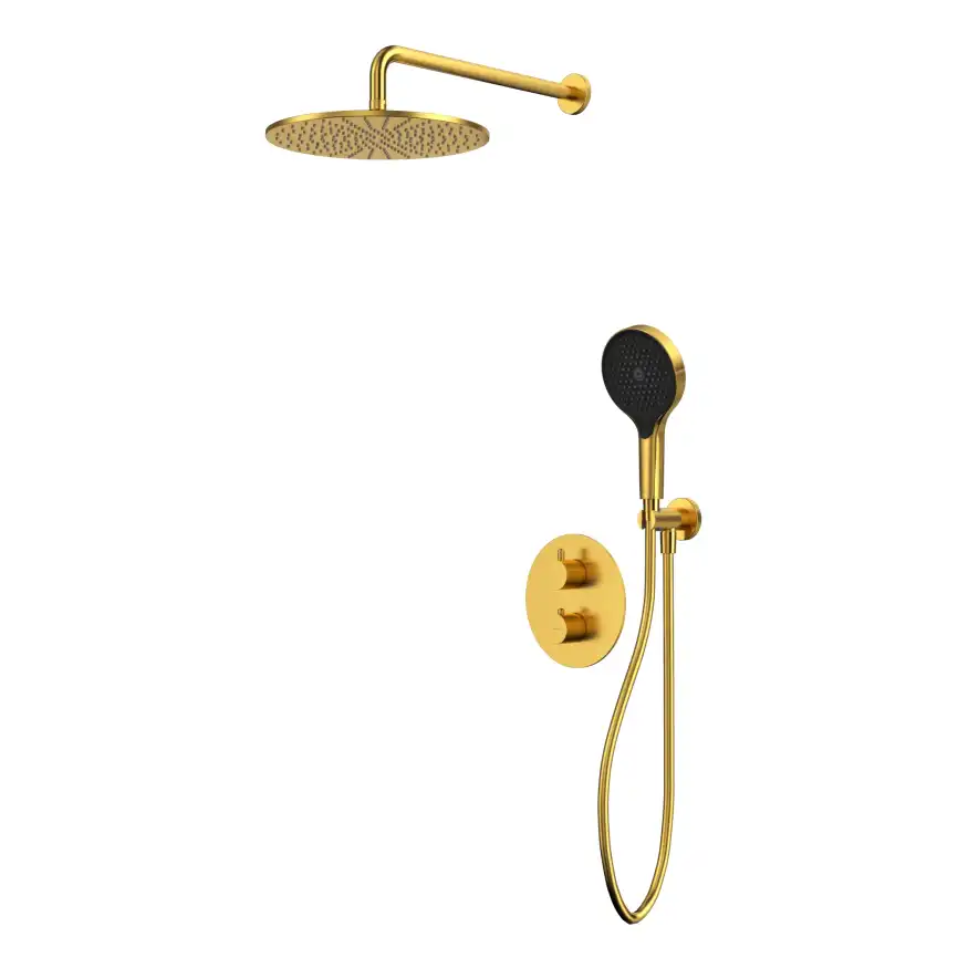 Душевая система для душа WHITECROSS Y brushed gold YSET08TOPGLB, термостатическая, скрытого монтажа, Золото брашированное фото 1