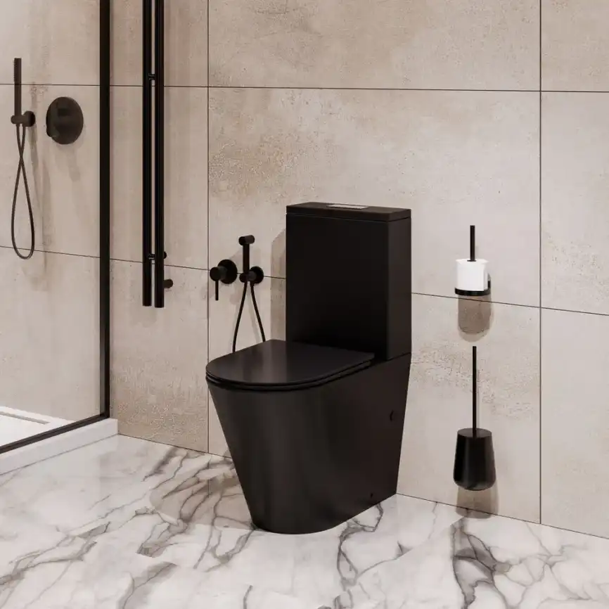Напольный унитаз Grossman GR-4458BMSQ безободковый, смыв торнадо, Черный матовый фото 5