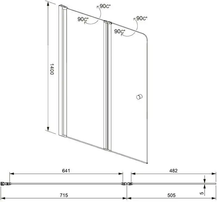 Шторка для ванны Aquanet Alfa 120 см, NF6222-pivot, профиль Хром, стекло Прозрачное фото 2