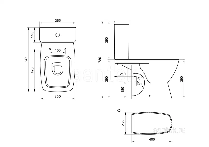 Унитаз-компакт Santek Нео с горизонтальным выпуском, стандарт- 2 реж., дюропласт, 1WH302187 фото 9