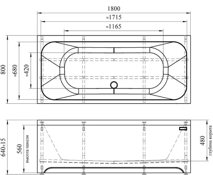 Акриловая ванна Radomir Прованс 180х80 (1-01-0-0-1-185), на каркасе, белая фото 8