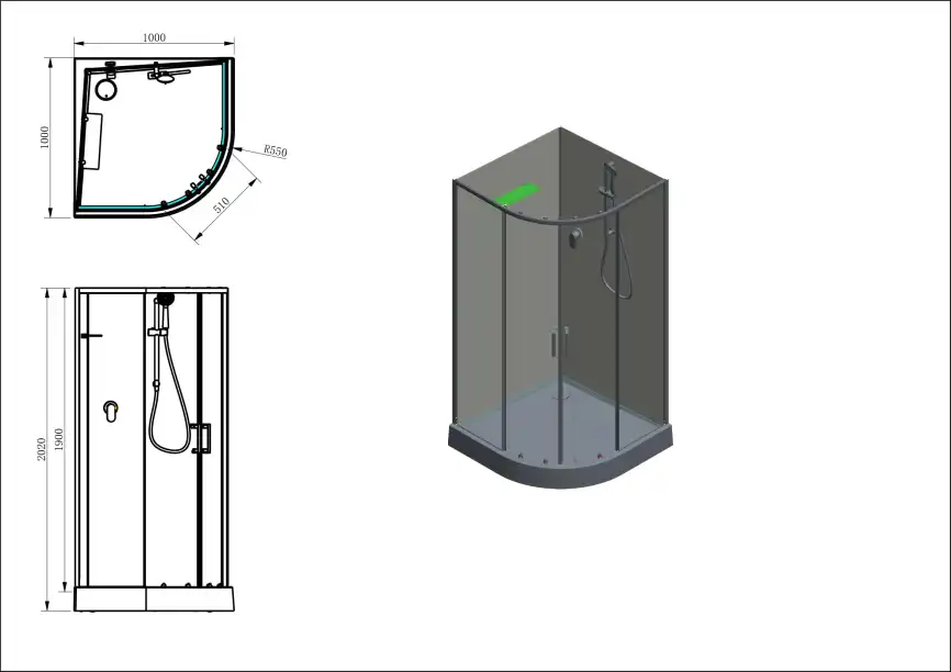 Душевая кабина Aquanet Passion EVO 100R Black 100x100 фото 2