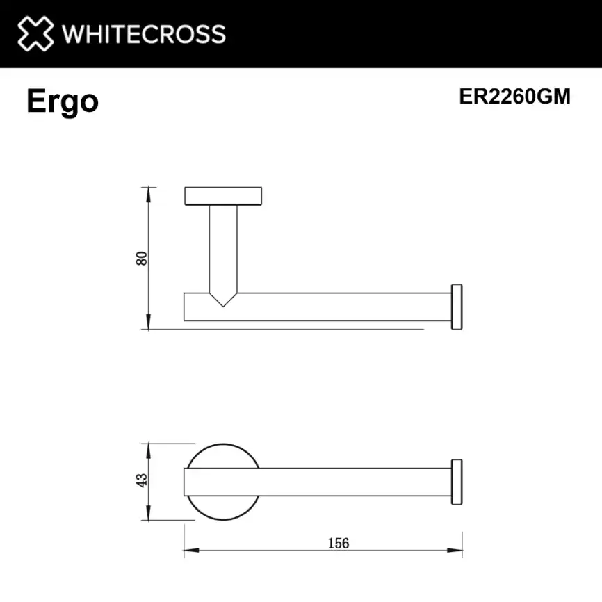 Держатель туалетной бумаги Whitecross ERGO gunmetal, ER2260GM, Оружейная сталь фото 2