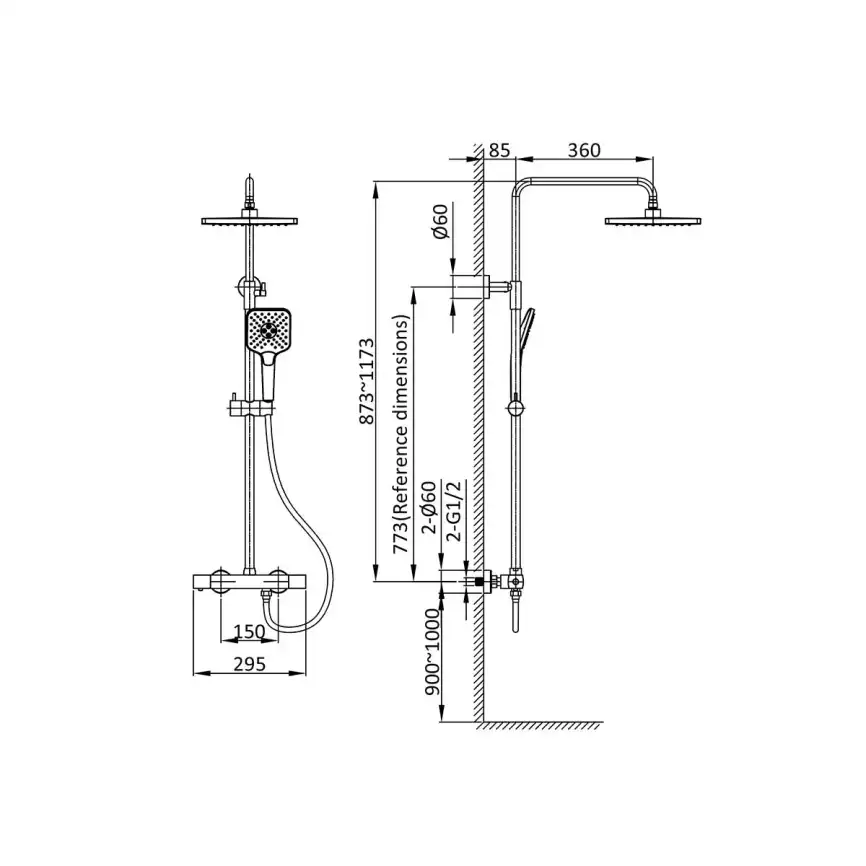 Душевая система  Vincea Next VSFS-1N0TGM VSFS-1N0TGM  с термостатом, вороненая сталь фото 10