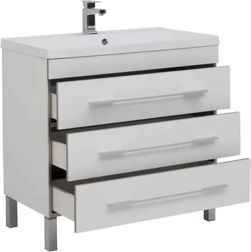 Тумба под раковину Aquanet Верона 90 белый (напольная 3 ящика) 178470 фото 3