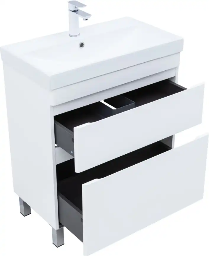 Тумба под раковину Aquanet Слим 70 напольная, белый сатин, 346043 фото 4
