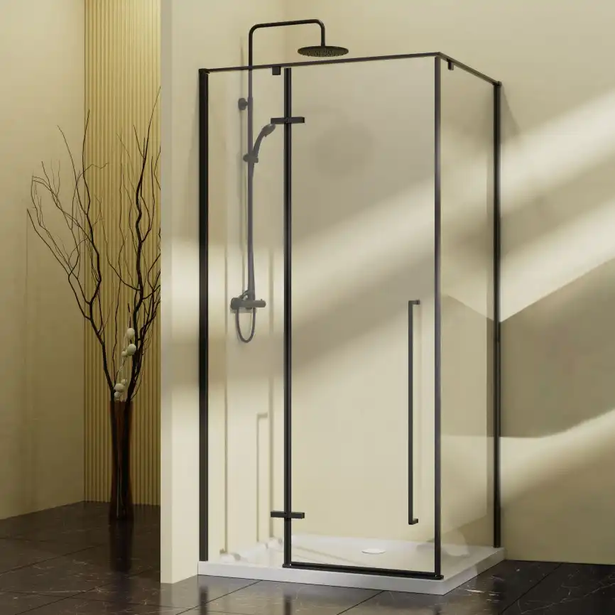 Душевой уголок Vincea Slim-N 100х90 VSR-5SN9010CLB, дверь распашная, профиль черный, стекло прозрачное фото 1