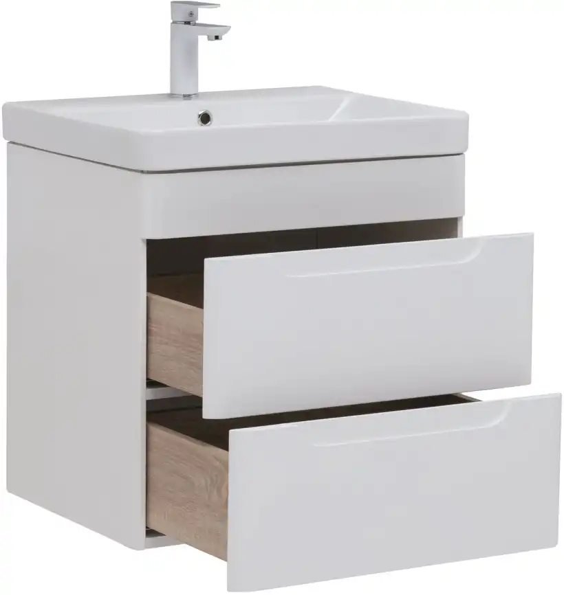 Тумба под раковину Aquanet София 60 белый глянец (2 ящика) 288905 фото 4