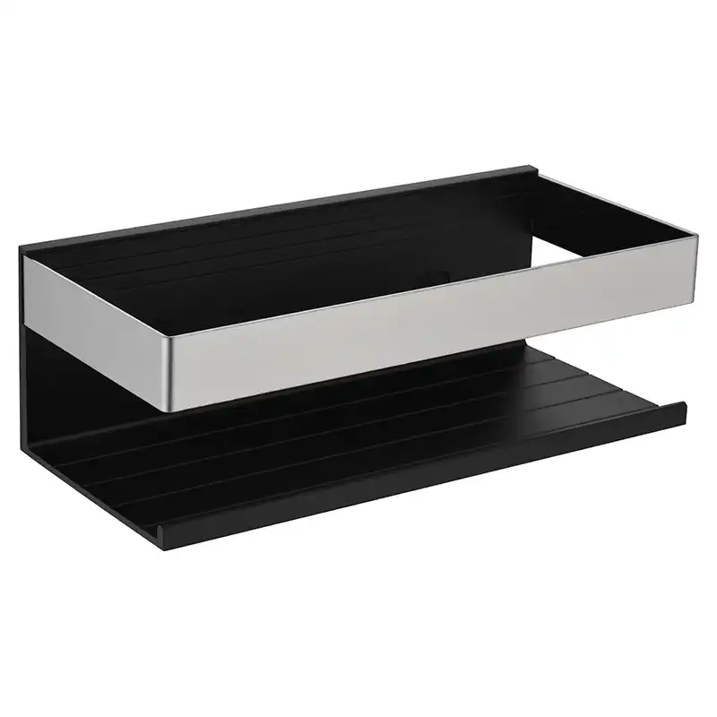 Полка AVS Hilla, 20 см, черный матовый/хром фото 1