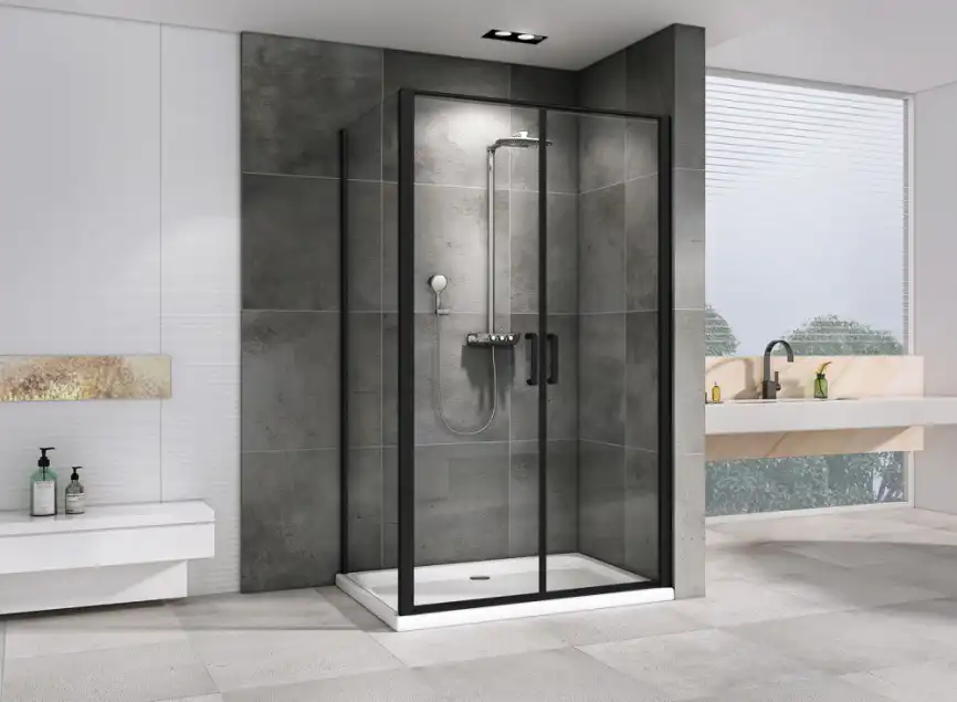 Душевой уголок ABBER Sonnenstrand 100х75 см, AG04100BC-S75B, профиль черный, стекло прозрачное фото 2