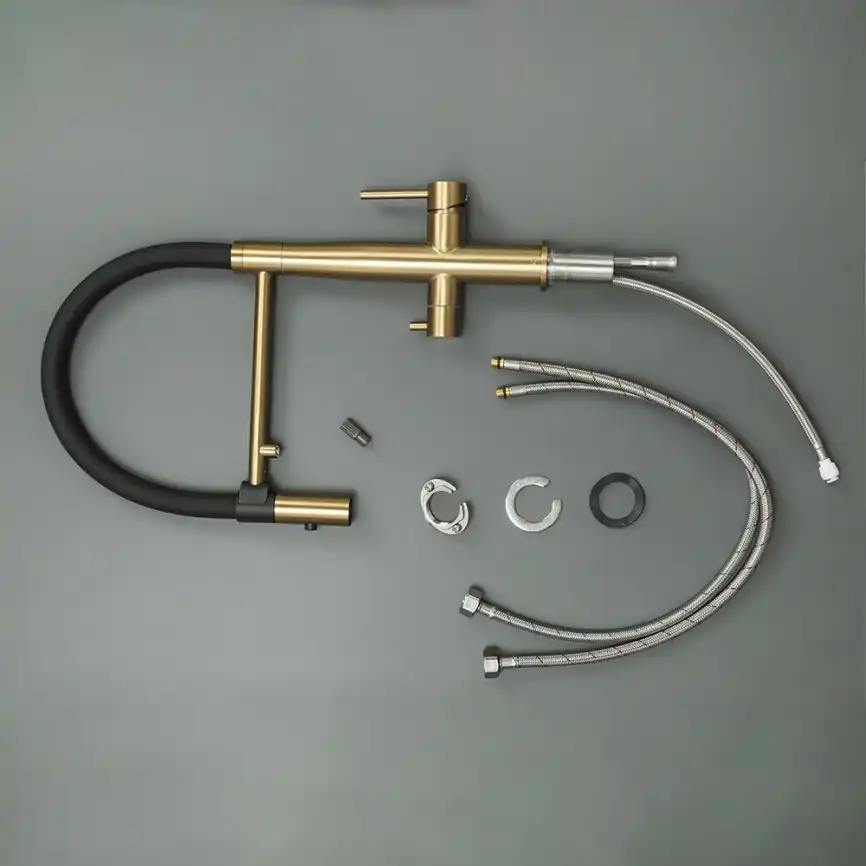 Смеситель для кухни с гибким изливом AVS PureRiver брашированное золото, 811-170-BG фото 10