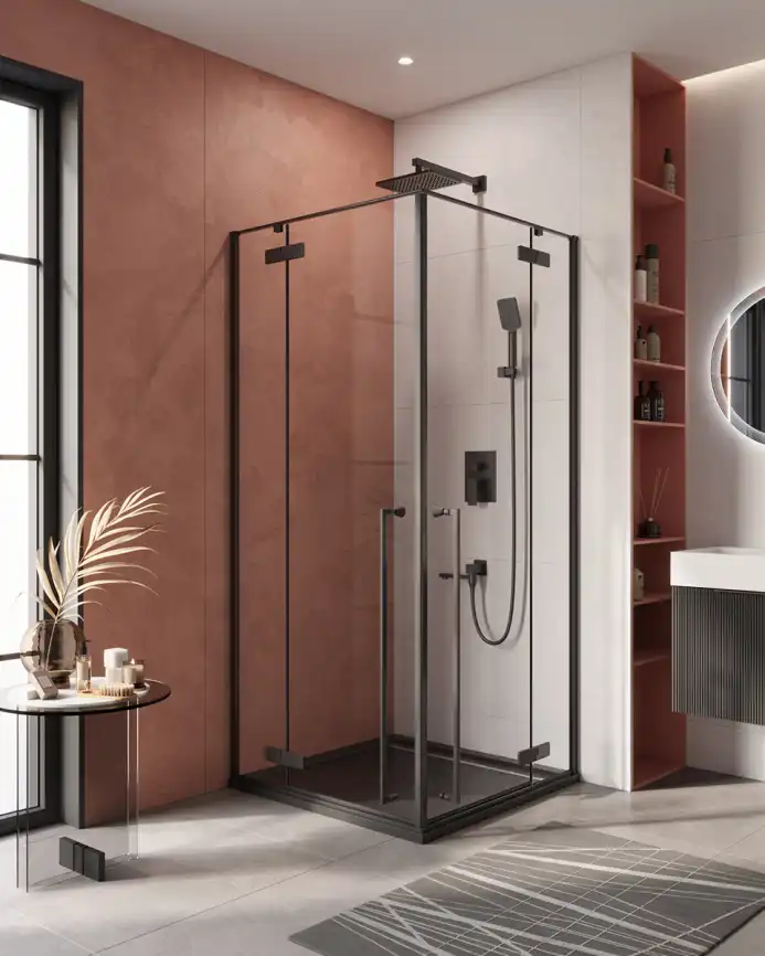 Душевой уголок Cezares LINER-A-2-90-C-NERO профиль Черный, стекло Прозрачное фото 1