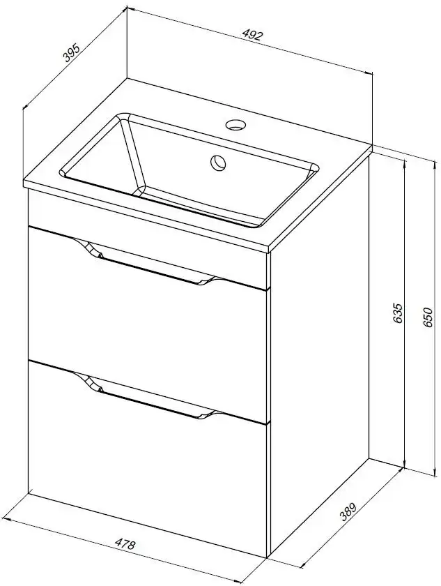 Тумба под раковину Aquanet Практика 50 маренго (2 ящика) 330456 фото 2