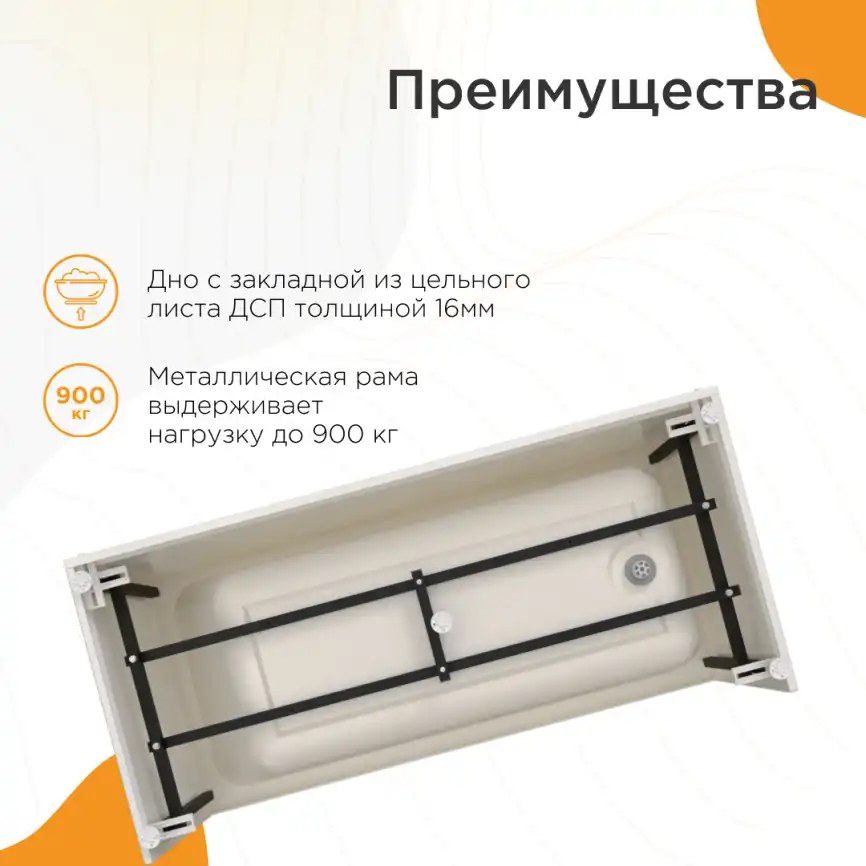 Акриловая ванна Radomir Дижон 170х70 (2-01-0-0-1-264Р), на каркасе, белая фото 3