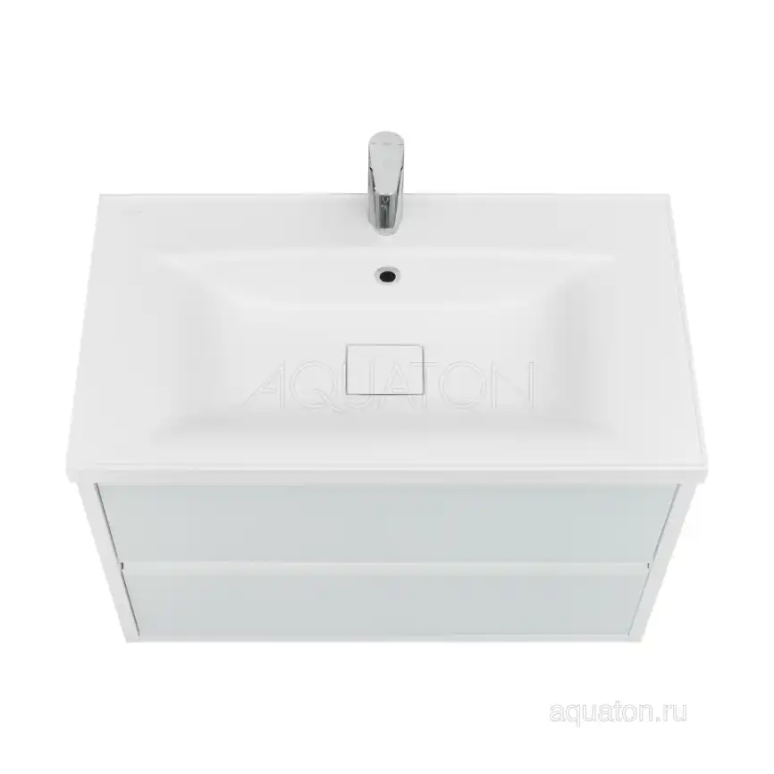 Тумба под раковину Aquaton Римини 80 1A226701RN010 подвесная цвет, белый глянец фото 6