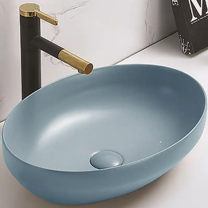 Раковина накладная CeramaLux 500х360х150 78590MHL, цвет Голубой фото 1