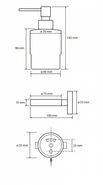 Настенный дозатор для жидкого мыла 14,5 см BEMETA DARK Черный матовый 104109100 фото 2