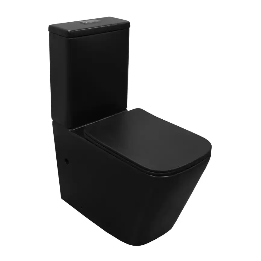 Унитаз-компакт Azario Black King AZ-8303-D напольный, безободковый, с бачком и сидением микролифт, цвет черный матовый фото 1