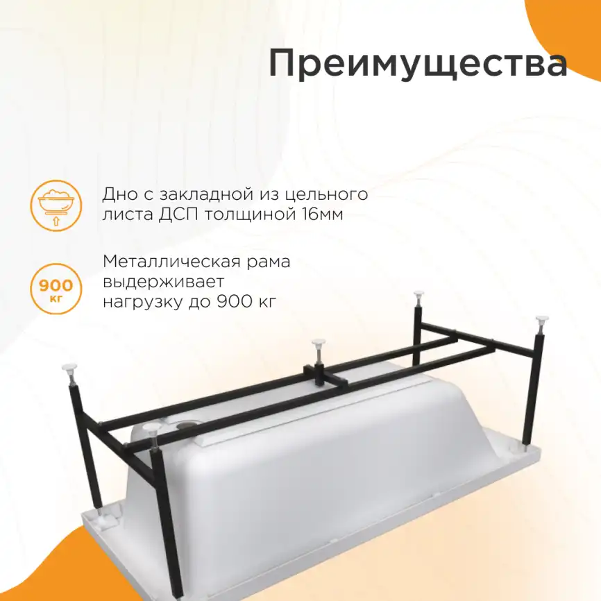 Акриловая ванна Radomir Агата 175х75 (2-01-0-0-1-227Р), на каркасе, белая фото 6