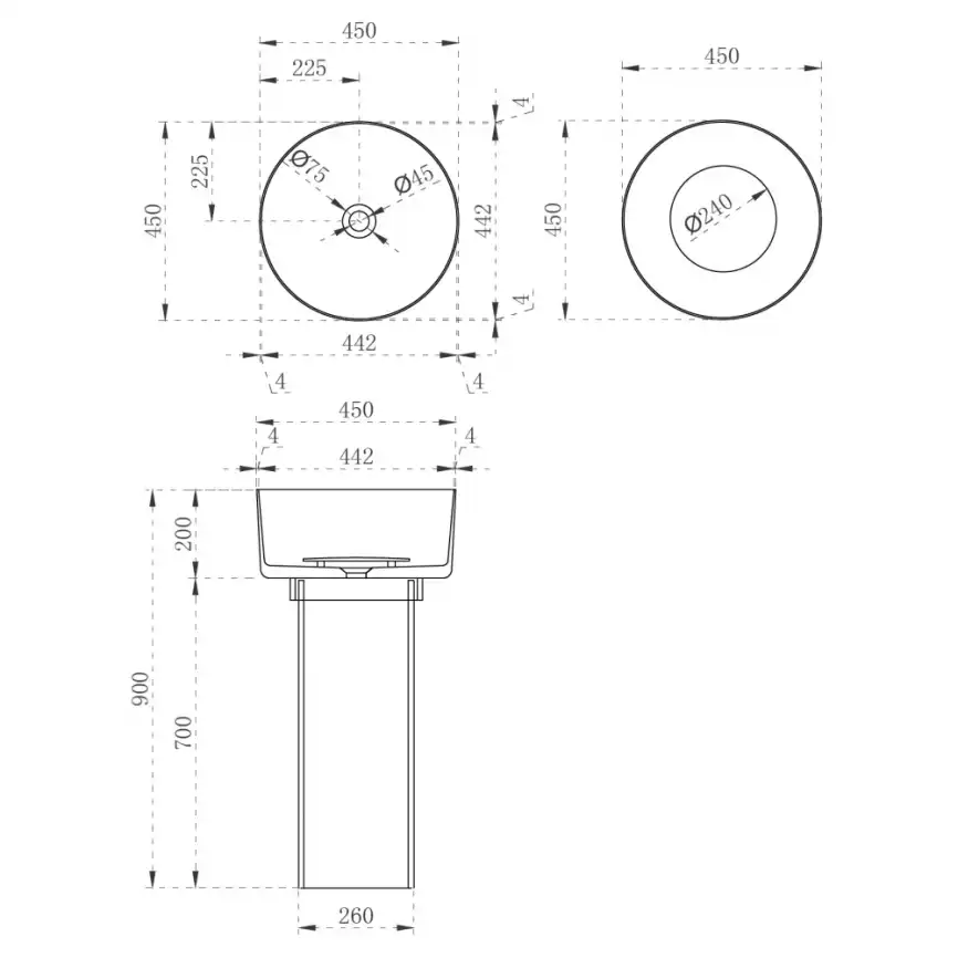 Раковина напольная ABBER KRISTALL 45х45х90 AT2702Emerald, круглая, зеленая фото 4