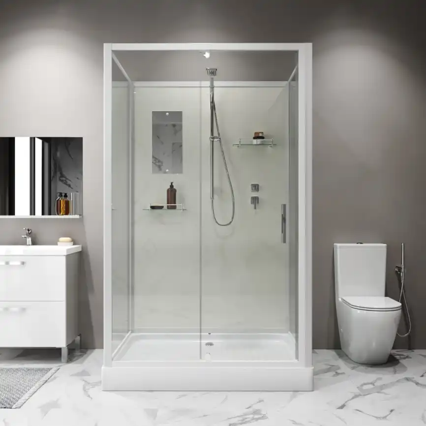 Душевая кабина Niagara Standart 100х80 ST100/80/15Q/BK низкий поддон, белый профиль, без крыши фото 9
