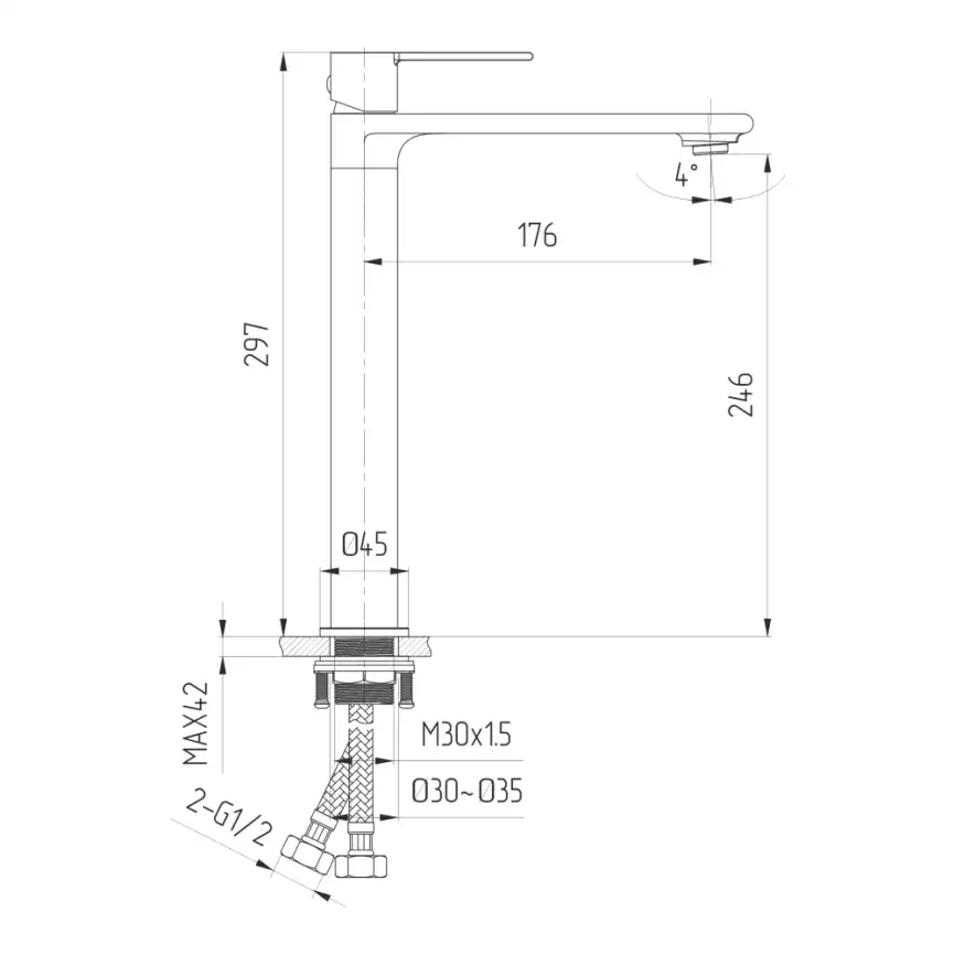 Смесители для раковины AVS Elegant 811-401-BN, брашированный никель фото 2