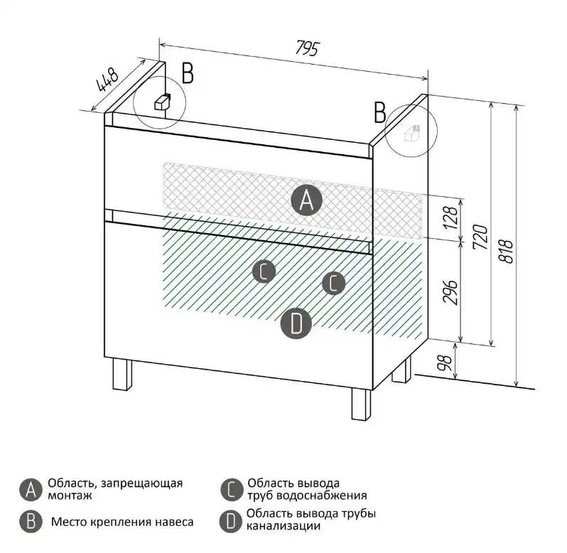 Тумба под раковину Grossman Меркадо 80 напольная, белая матовая (108074) фото 9