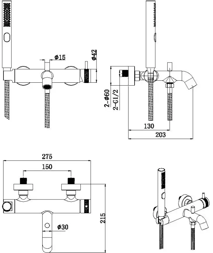 Смеситель для ванны Allen Brau Priority 5.31D10-MG графит браш фото 2