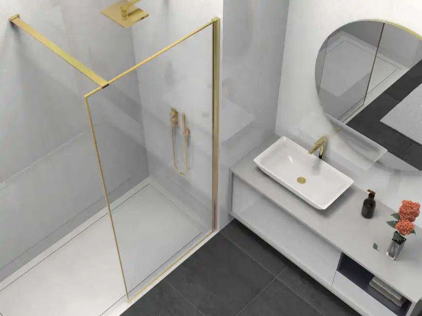 Душевая перегородка Vincea Walk in HS 80 VSW-1HS800CLG, профиль брашированное золото, стекло прозрачное фото 3