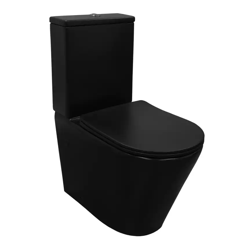 Унитаз-компакт Azario Black Queen  AZ-8380 напольный, безободковый, с бачком и сидением микролифт, цвет черный матовый фото 1