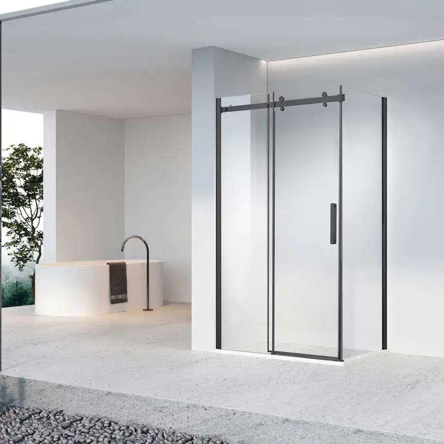 Душевой уголок Vincea Como-N 130х100 VSR-4CN1013CLB, дверь раздвижная, профиль черный, стекло прозрачное фото 1