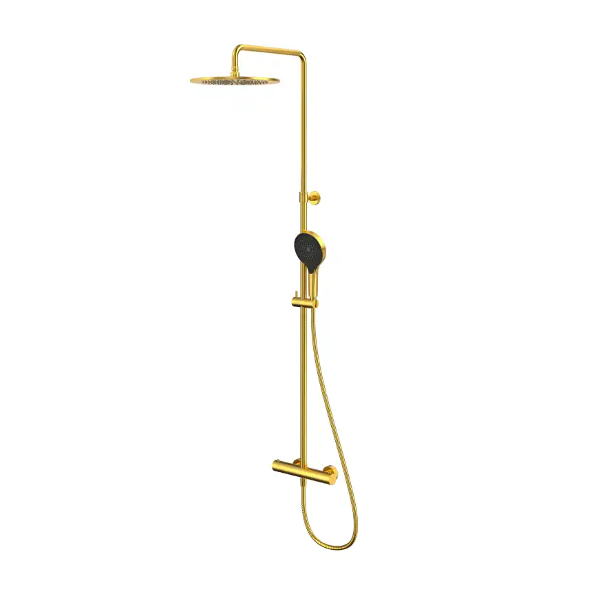 Душевая система для душа WHITECROSS Y brushed gold Y1254TOPGLB, термостатическая, Золото брашированное фото 1